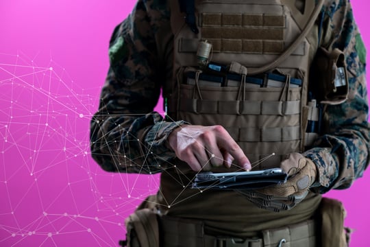 AI intro image, soldier holding tablet