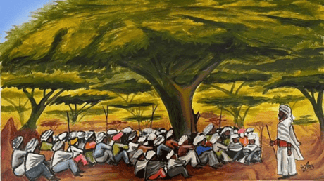 A painting by Somali artist, Abdinasir Abdikadir Mohamed, also known as Abdinasir 4C