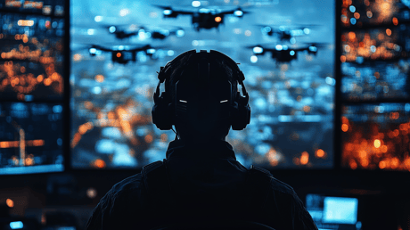 Military monitoring AI drones