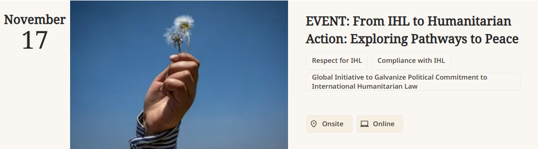 EVENT: From IHL to Humanitarian Action: Exploring Pathways to Peace