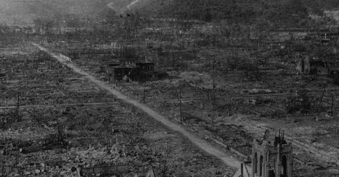 World War II. Hiroshima Nakaku. After the explosion of the atom bomb
